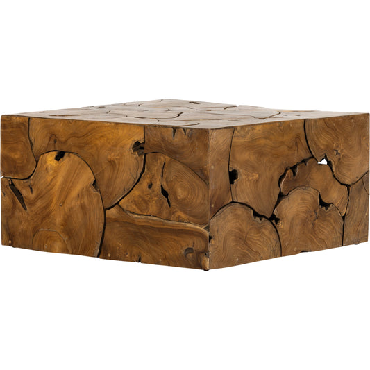 Tomlin Outdoor Bunching Table by Four Hands in teak root. Made from solid teak in a modern style.