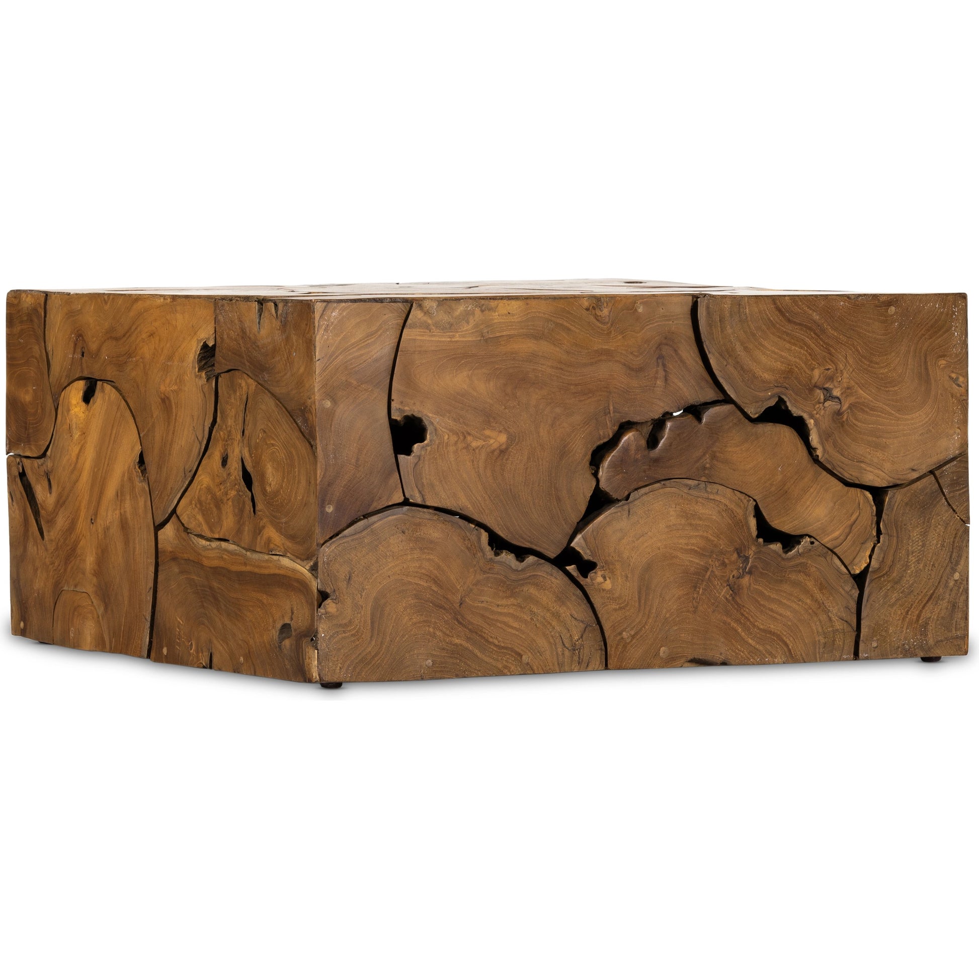 Tomlin Outdoor Bunching Table by Four Hands in teak root. Made from solid teak in a modern style.