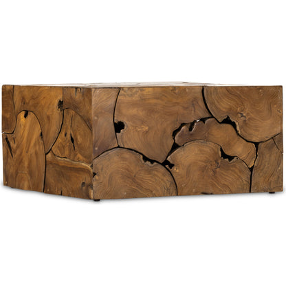 Tomlin Outdoor Bunching Table by Four Hands in teak root. Made from solid teak in a modern style.