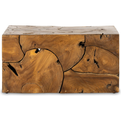 Tomlin Outdoor Bunching Table by Four Hands in teak root. Made from solid teak in a modern style.