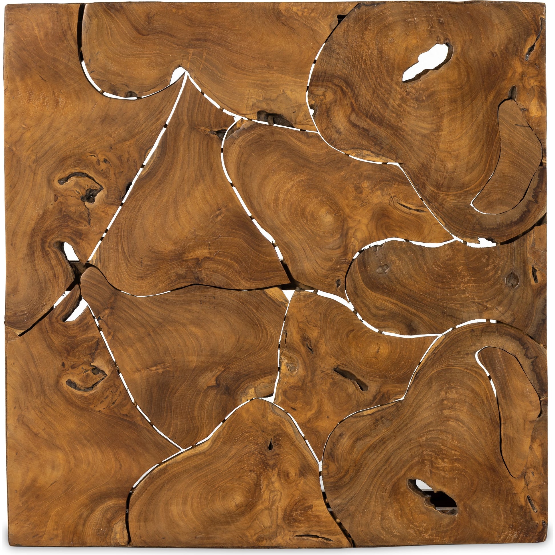 Tomlin Outdoor Bunching Table by Four Hands in teak root. Made from solid teak in a modern style.