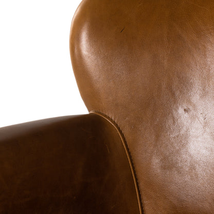 Wycliffe Chair by Four Hands in vintage soft camel, weathered ash. Made from top grain leather, solid ash, 100% polyester in a modern style.