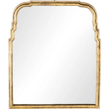 Loire Mirror by Four Hands in antiqued gold leaf. Made from aluminum, mirror, engineered hardwood in a traditional style.