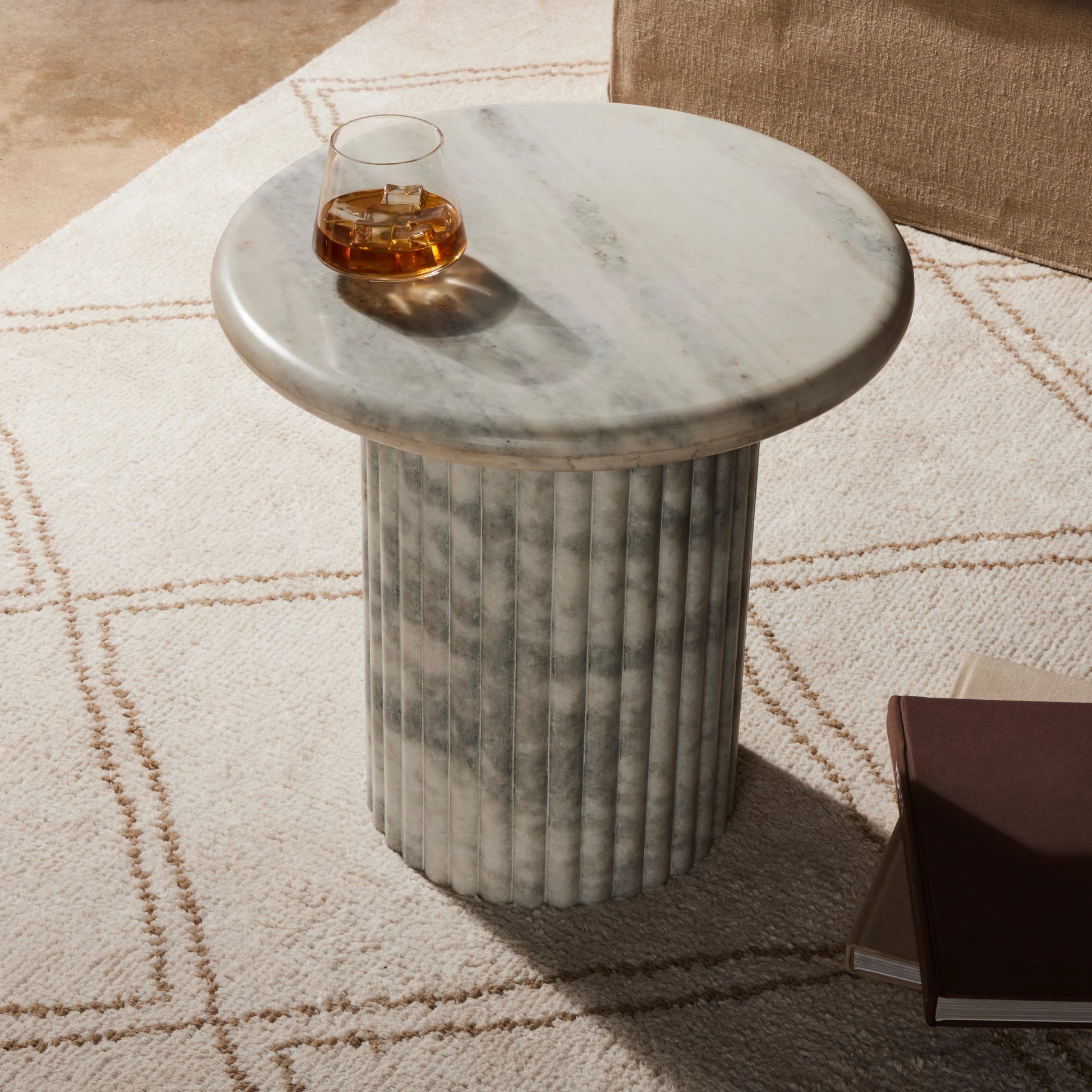 Oranda End Table by Four Hands. Made from solid marble, engineered hardwood in a modern style.