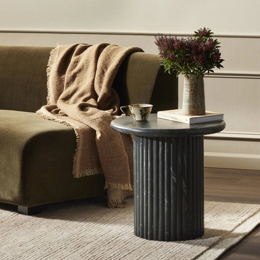 Oranda End Table by Four Hands. Made from solid marble, engineered hardwood in a modern style.