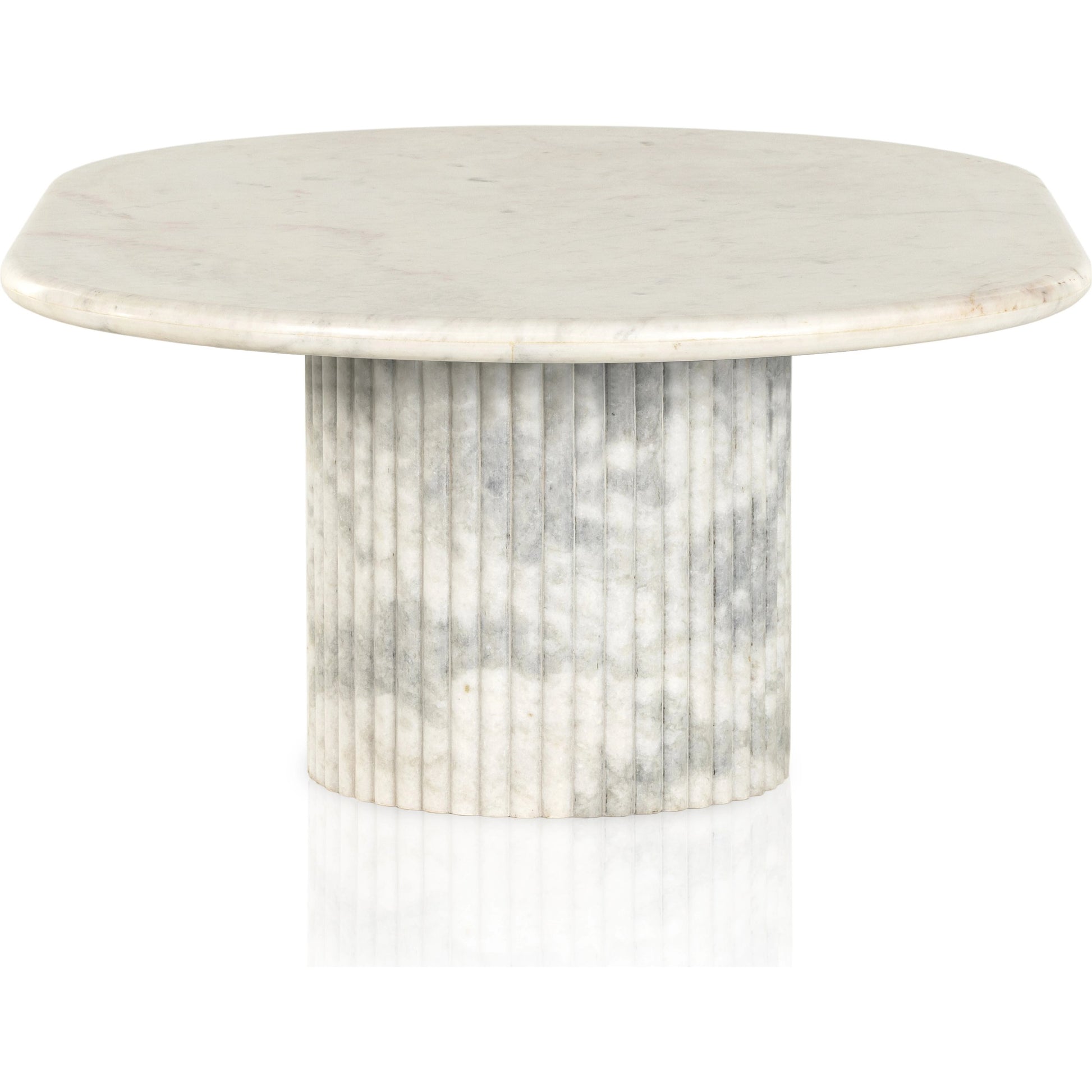 Oranda Coffee Table by Four Hands in polished white marble. Made from solid marble, engineered hardwood in a modern style.