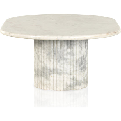 Oranda Coffee Table by Four Hands in polished white marble. Made from solid marble, engineered hardwood in a modern style.