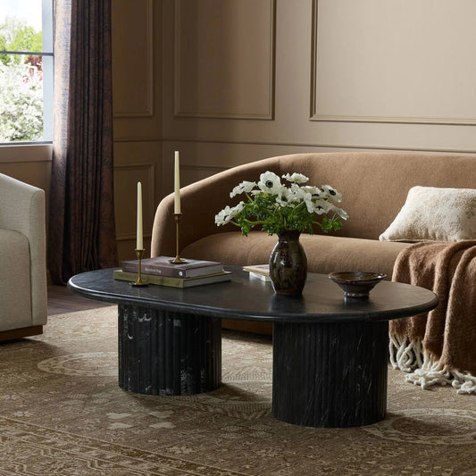 Oranda Coffee Table by Four Hands. Made from solid marble, engineered hardwood in a modern style.