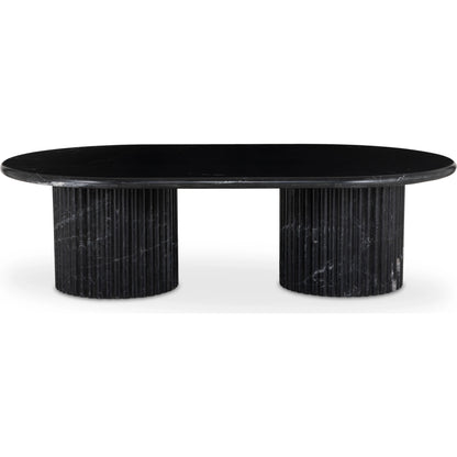 Oranda Coffee Table by Four Hands in polished white marble. Made from solid marble, engineered hardwood in a modern style.