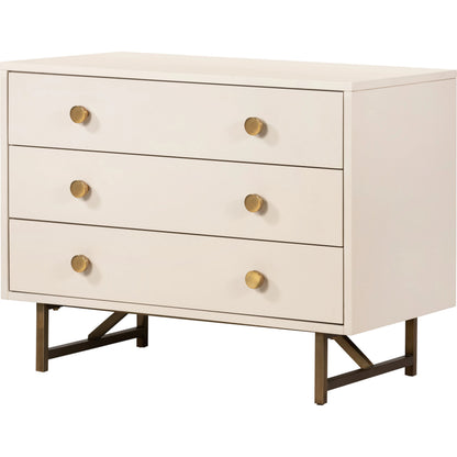 Van Rectangular Nightstand by Four Hands in alabaster. Made from engineered hardwood, stainless steel, iron in a modern style.