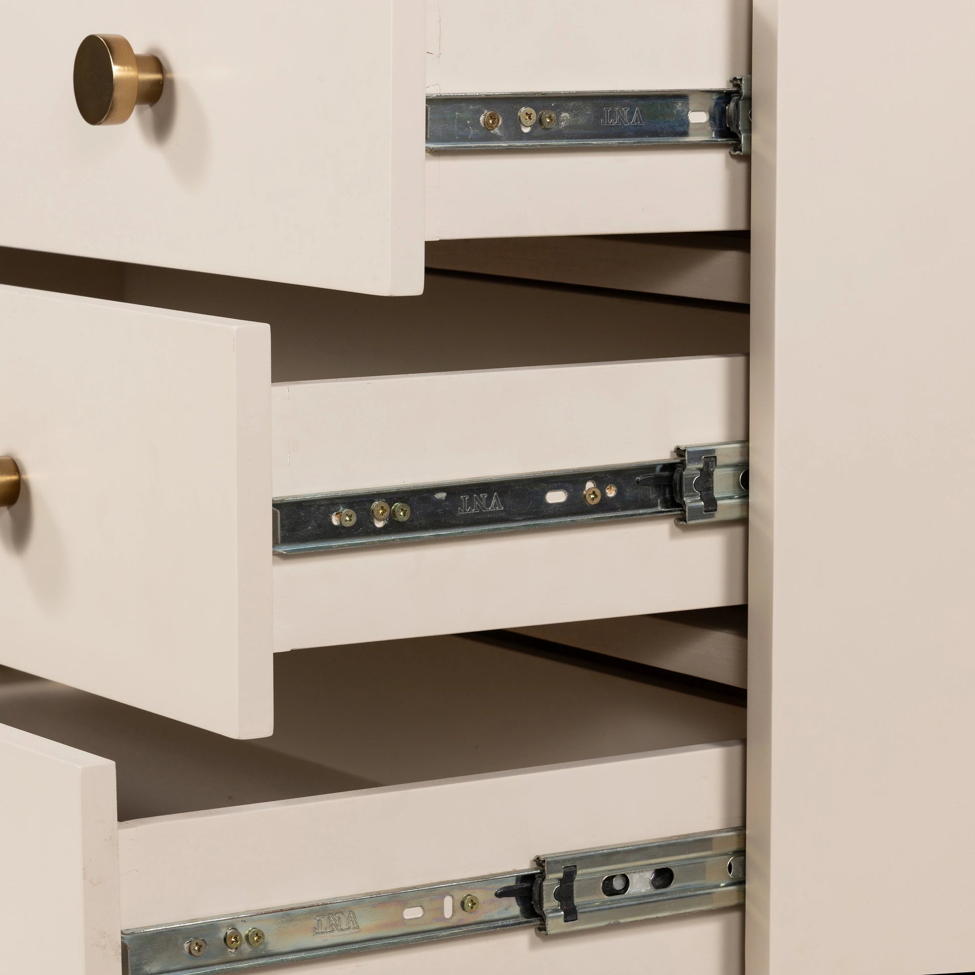 Van Rectangular Nightstand by Four Hands in alabaster. Made from engineered hardwood, stainless steel, iron in a modern style.