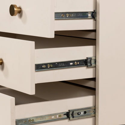 Van Rectangular Nightstand by Four Hands in alabaster. Made from engineered hardwood, stainless steel, iron in a modern style.