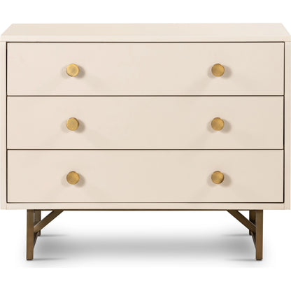 Van Rectangular Nightstand by Four Hands in alabaster. Made from engineered hardwood, stainless steel, iron in a modern style.