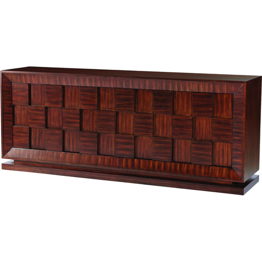 Quad Block Chest by Global Views in walnut stain, satin lacquer, zebra. Made from birch, mdf in a modern style.