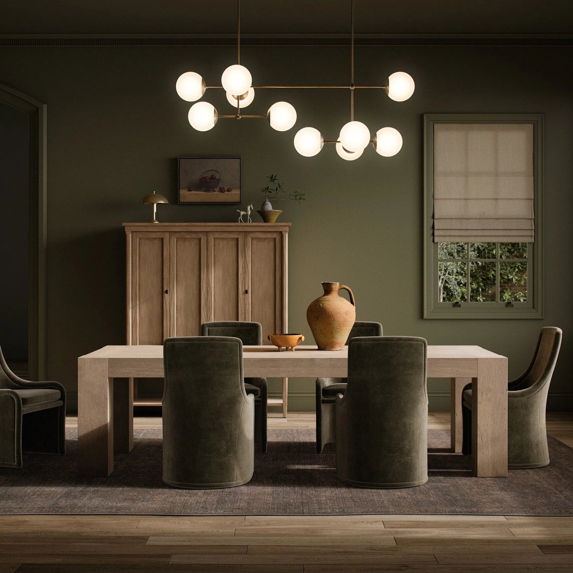 Abaso Dining Table by Four Hands in smoked oak veneer. Made from unique in a modern style.