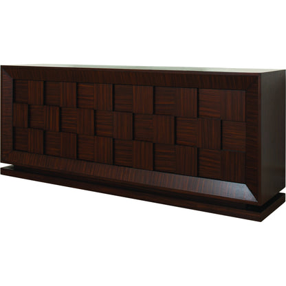 Quad Block Chest by Global Views in walnut stain, satin lacquer, zebra. Made from birch, mdf in a modern style.