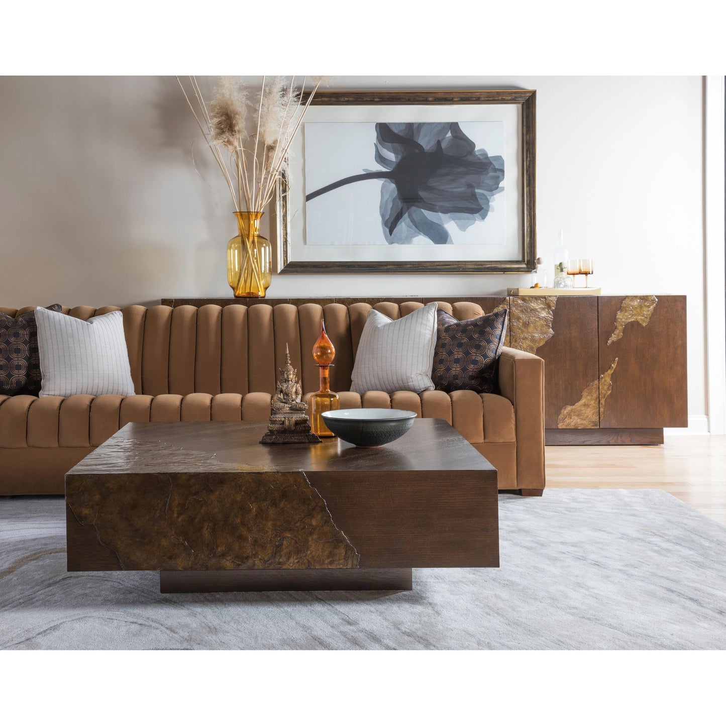 005 SI-2136947 | Lifestyle | Contango Square Cocktail Table by Artistica Home in dark brown. Made from unique in a modern style.