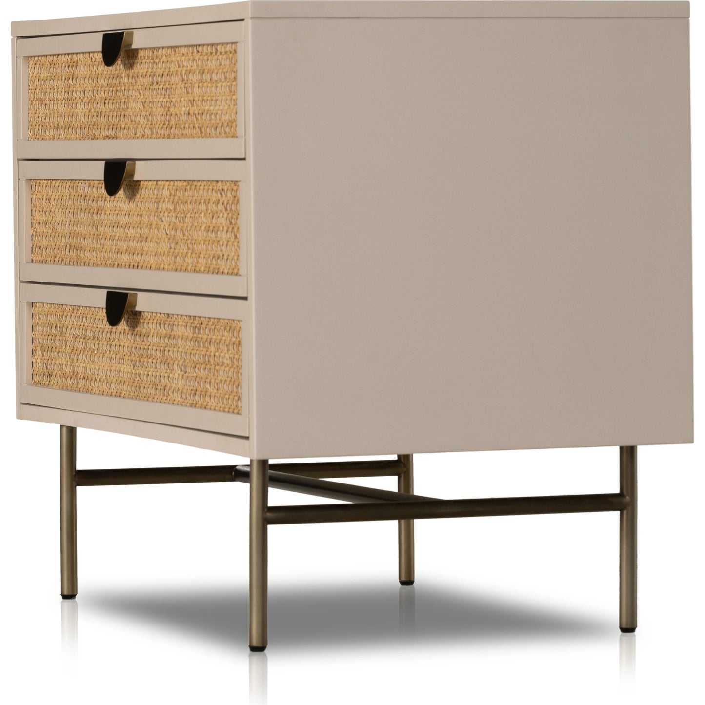 002 SI-1977499 | Additional Silo | Luella Large Nightstand by Four Hands in matte alabaster, light natural cane. Made from engineered hardwood, cane, stainless steel in a modern style.