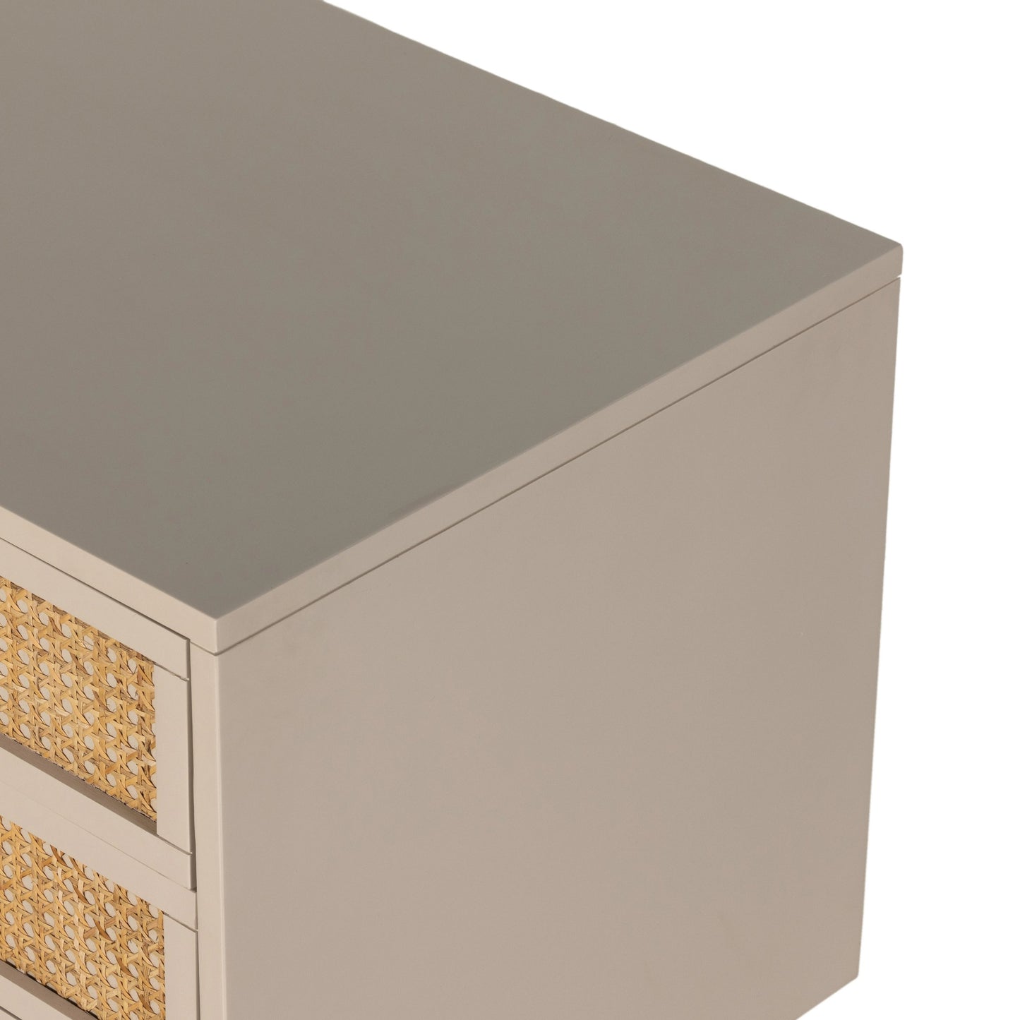 006 SI-1977499 | Additional Silo | Luella Large Nightstand by Four Hands in matte alabaster, light natural cane. Made from engineered hardwood, cane, stainless steel in a modern style.