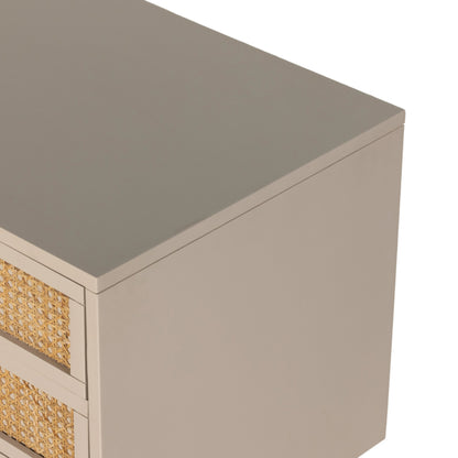 Luella Large Nightstand by Four Hands in matte alabaster, light natural cane. Made from engineered hardwood, cane, stainless steel in a modern style.