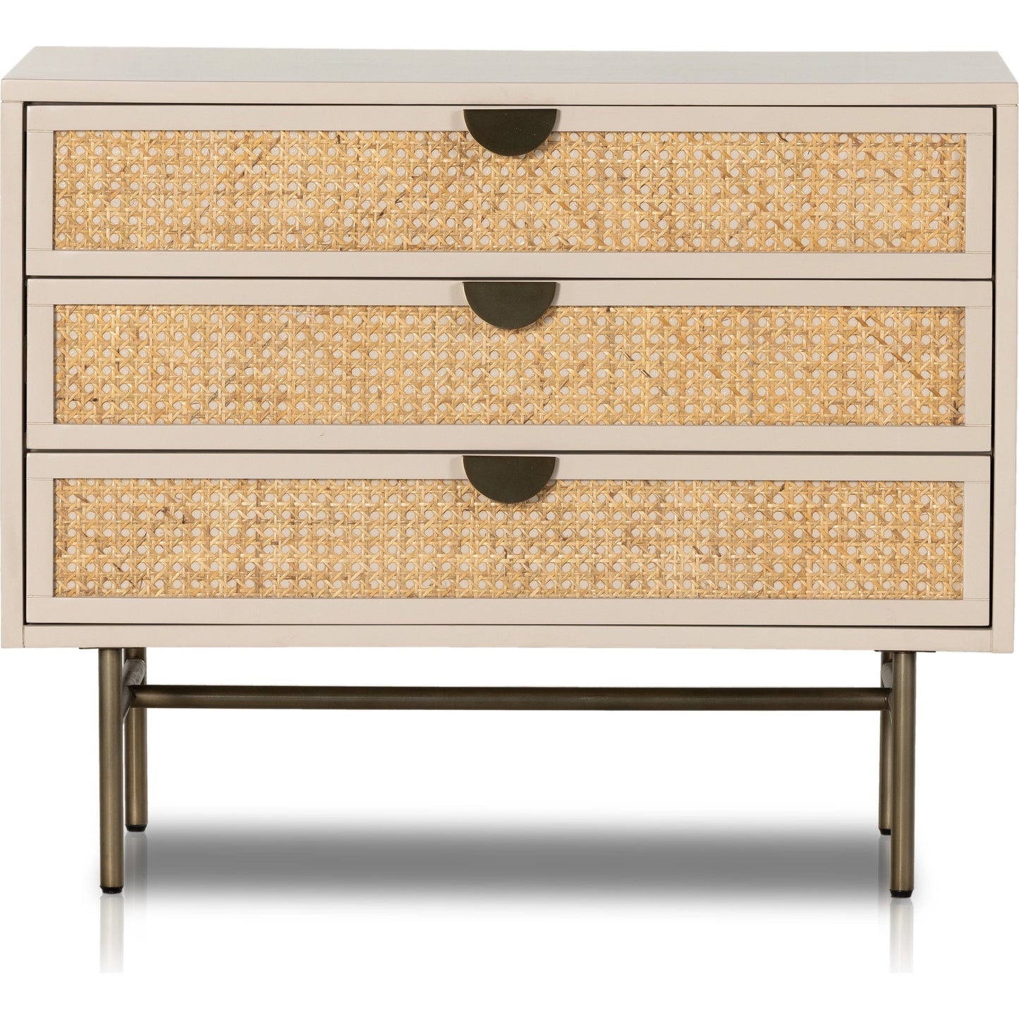 003 SI-1977499 | Additional Silo | Luella Large Nightstand by Four Hands in matte alabaster, light natural cane. Made from engineered hardwood, cane, stainless steel in a modern style.