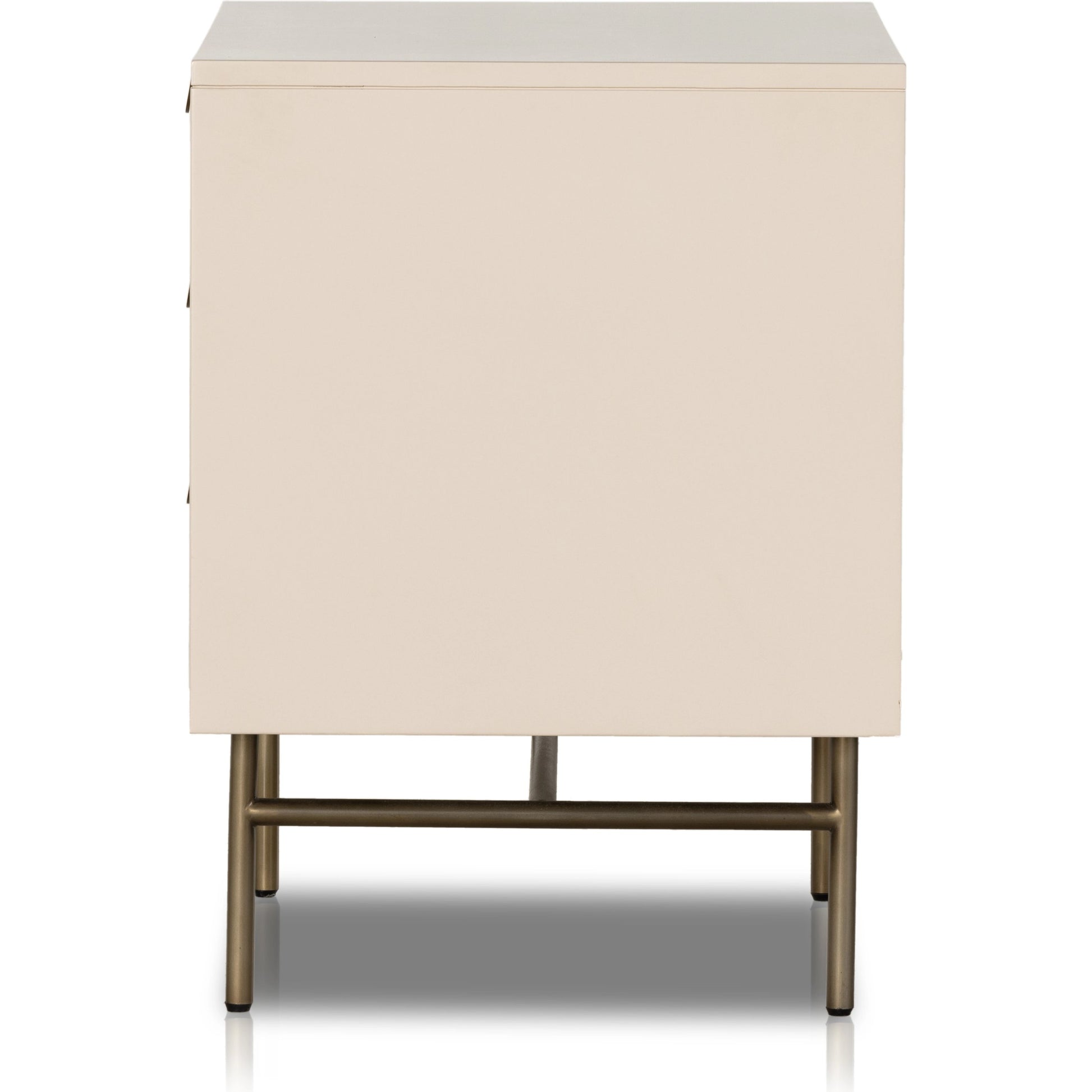Luella Large Nightstand by Four Hands in matte alabaster, light natural cane. Made from engineered hardwood, cane, stainless steel in a modern style.