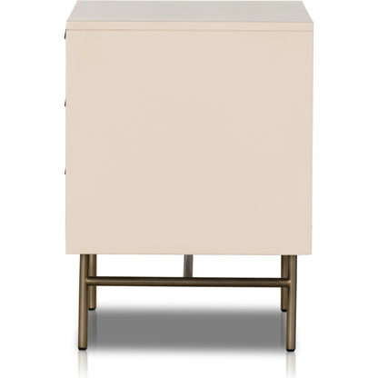 Luella Large Nightstand by Four Hands in matte alabaster, light natural cane. Made from engineered hardwood, cane, stainless steel in a modern style.