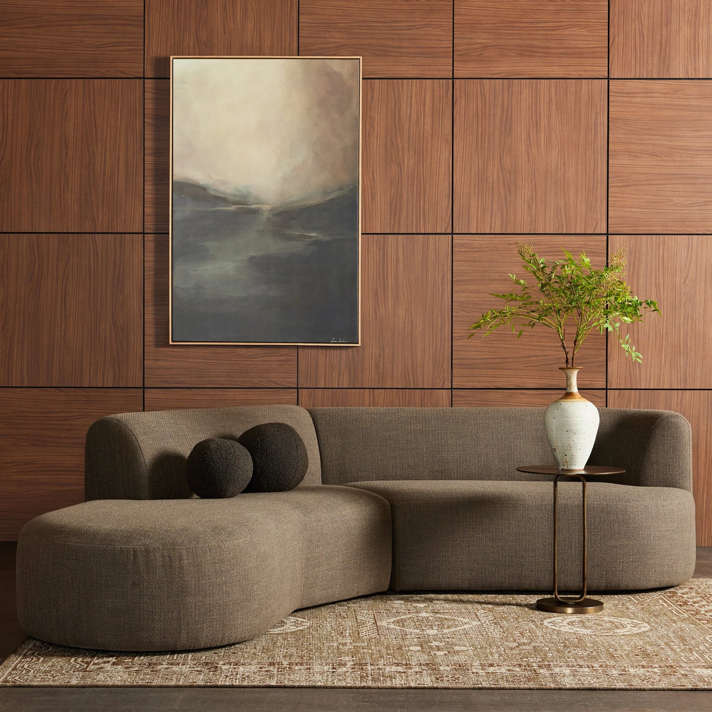 028 SI-1980481 | Lifestyle | Kipton 2-Piece Sectional by Four Hands in gibson mink. Made from 97% polyester, 3% acrylic, solid pine, 98% polyurethane foam, 2% fiber in a modern style.