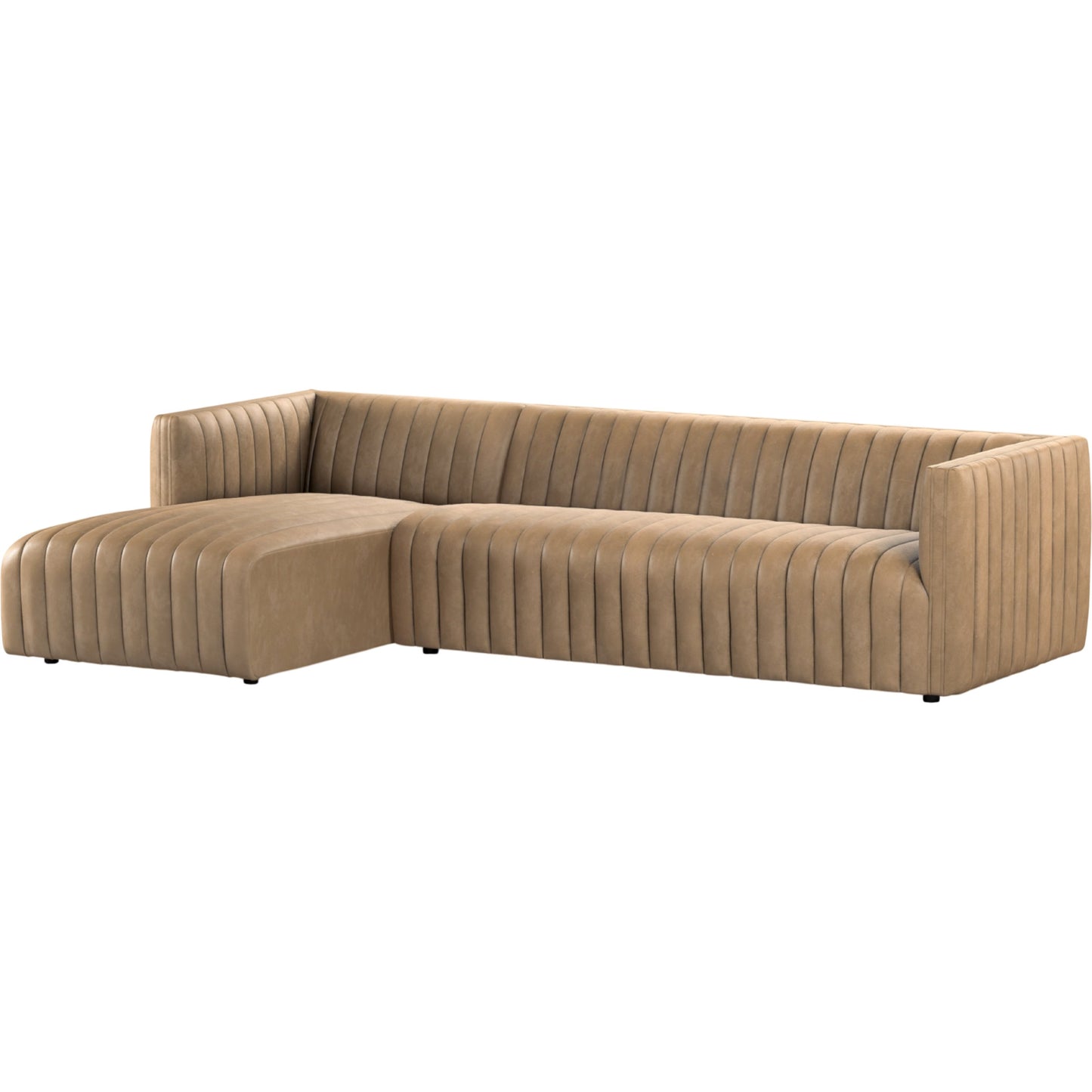 002 SI-1900990 | Primary Silo | Augustine 2-Piece Sectional by Four Hands in palermo drift. Made from top grain leather, poplar plywood, 100% polyester in a coastal style.