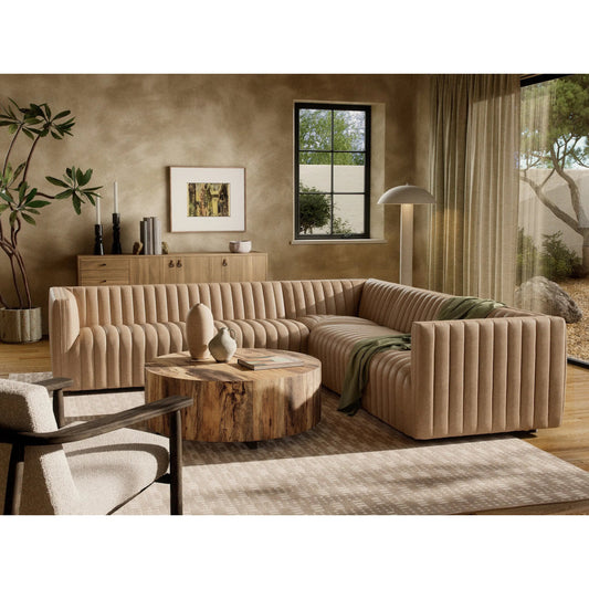 Augustine 3-PC Sectional by Four Hands in palermo drift. Made from top grain leather, poplar plywood, 100% polyester in a modern style.