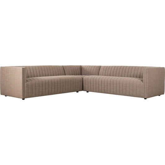 Augustine 3-Piece Sectional by Four Hands in crypton nomad taupe. Made from 92% polyester, 8% flax, linen in a unique style.