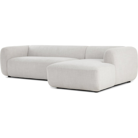 Nara 2-Piece Sectional by Four Hands in gibson wheat, black parawood. Made from 97% polyester, 3% acrylic, solid parawood, solid pine in a modern style.