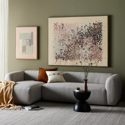 Nara 2-Piece Sectional by Four Hands in gibson wheat, black parawood. Made from 97% polyester, 3% acrylic, solid parawood, solid pine in a modern style.
