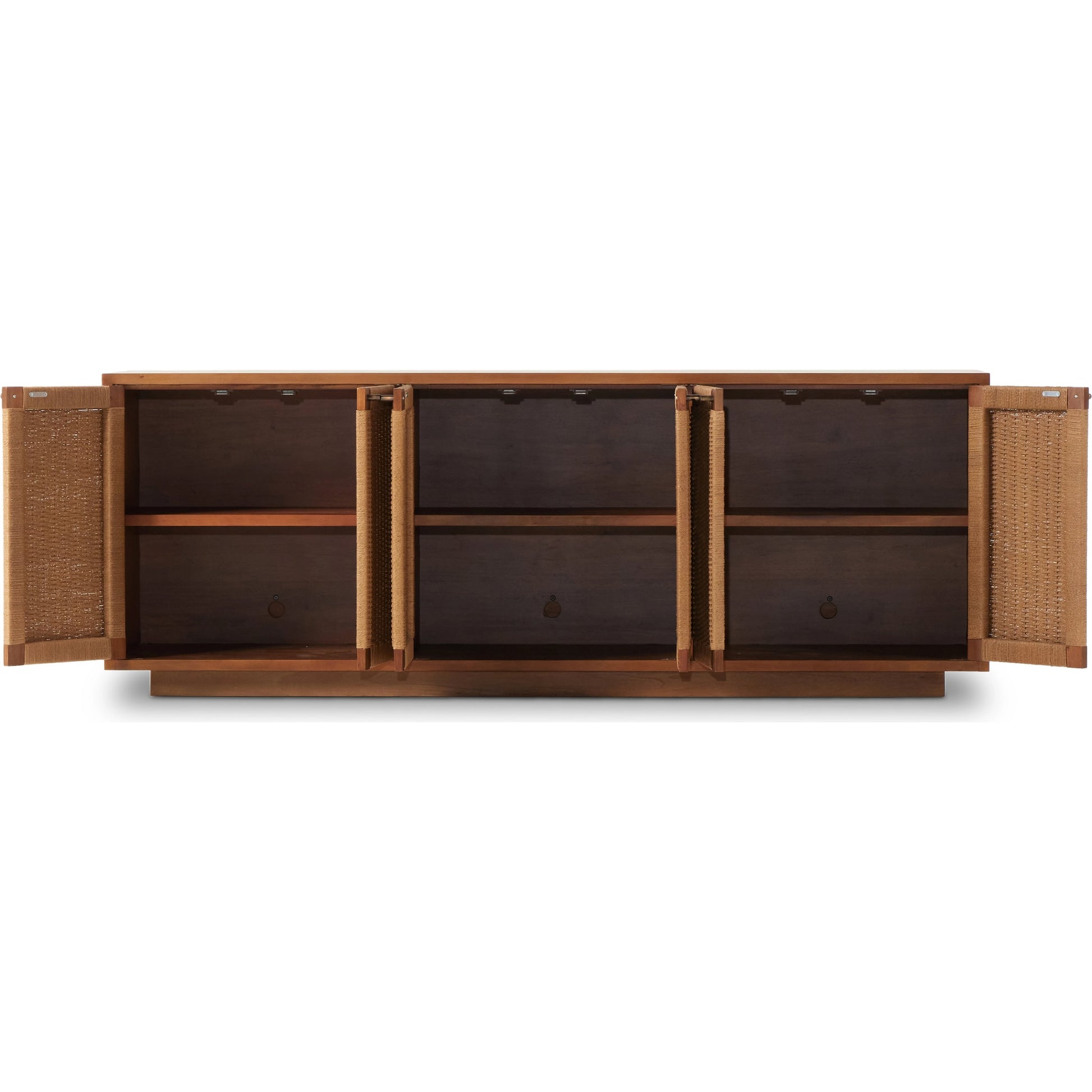 Macklin Sideboard by Four Hands in light mahogany, natural paper rush. Made from mahogany veneer, rush, solid mahogany in a modern style.