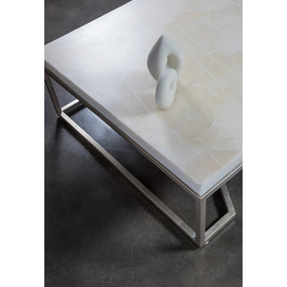 Vara Square Cocktail Table by Artistica Home in champagne silver leaf. Made from unique in a modern style.