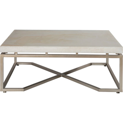 Vara Square Cocktail Table by Artistica Home in champagne silver leaf. Made from unique in a modern style.
