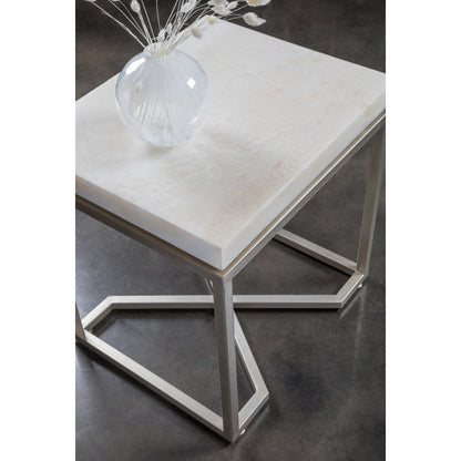 Vara Rectangular End Table by Artistica Home in champagne silver leaf. Made from unique in a modern style.
