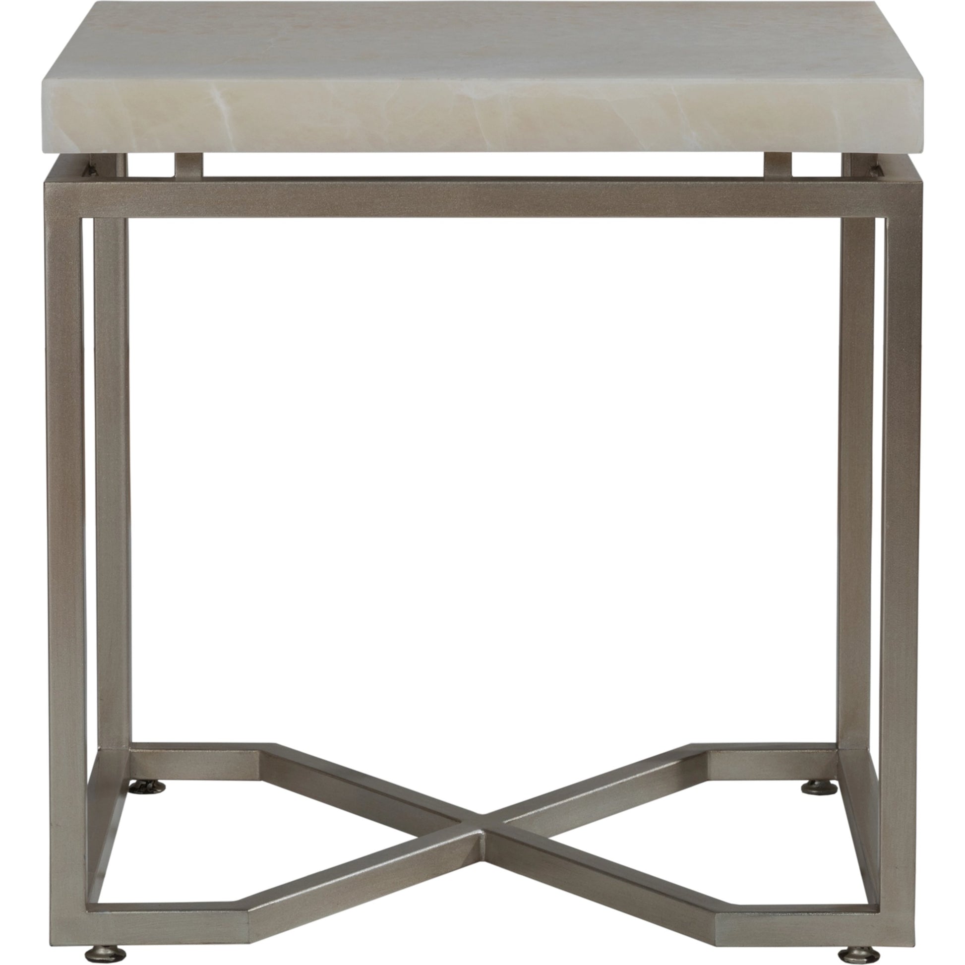 Vara Rectangular End Table by Artistica Home in champagne silver leaf. Made from unique in a modern style.