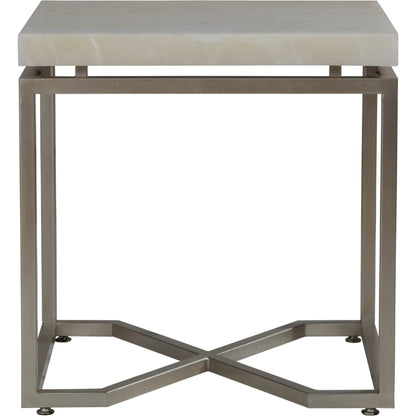 Vara Rectangular End Table by Artistica Home in champagne silver leaf. Made from unique in a modern style.