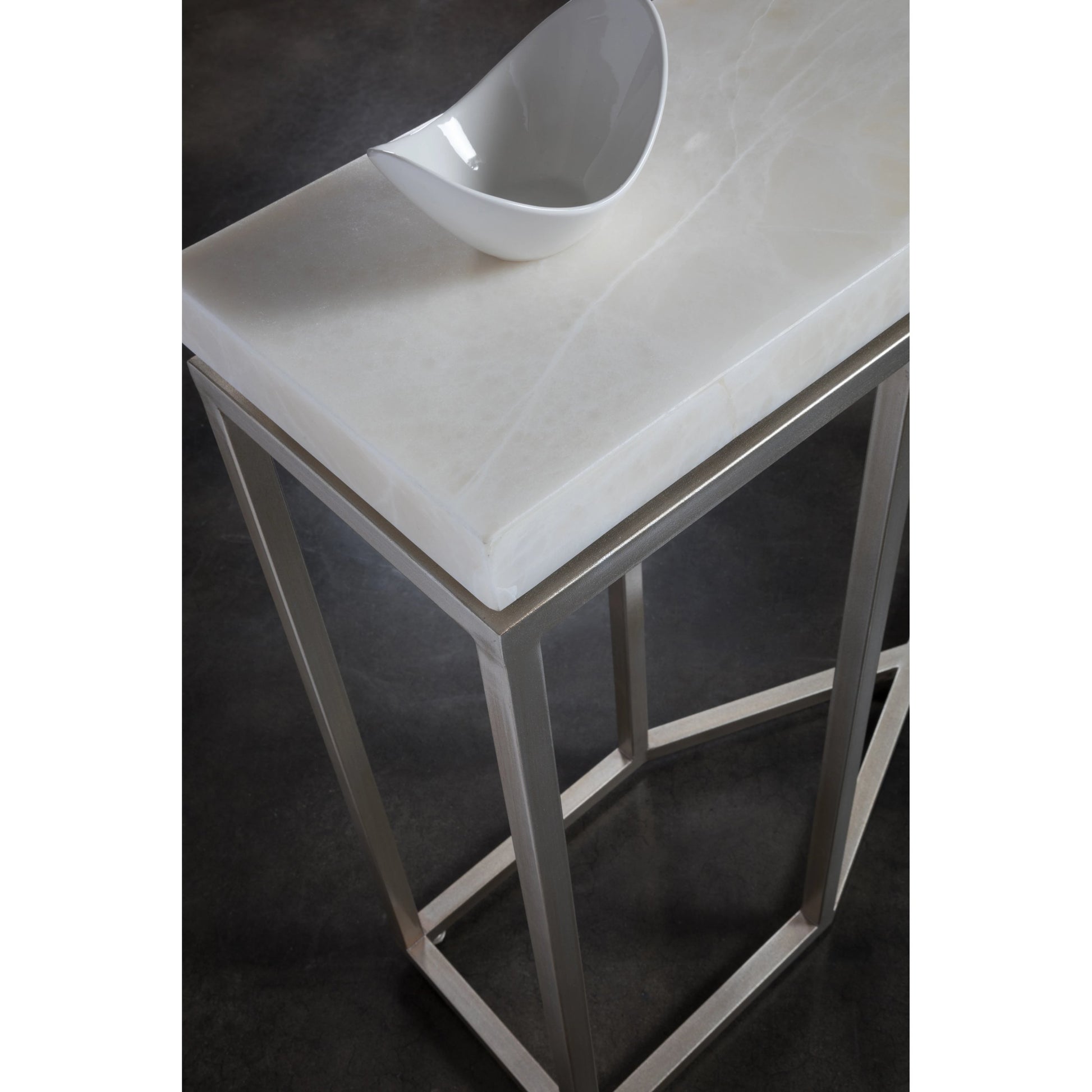 Vara Console Table by Artistica Home in champagne silver leaf. Made from unique in a modern style.