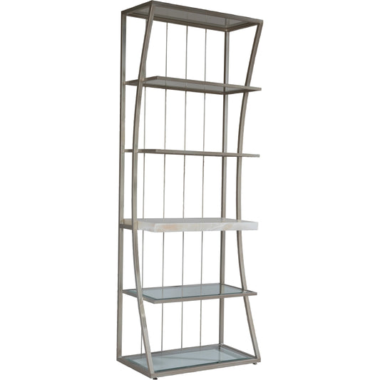 Vara Etagere by Artistica Home in champagne silver leaf. Made from unique in a modern style.
