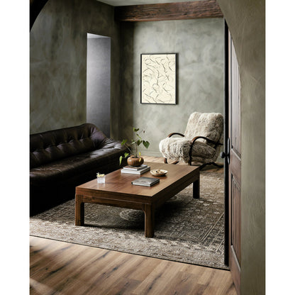 Arturo Coffee Table by Four Hands in natural walnut. Made from walnut veneer, solid walnut in a modern style.