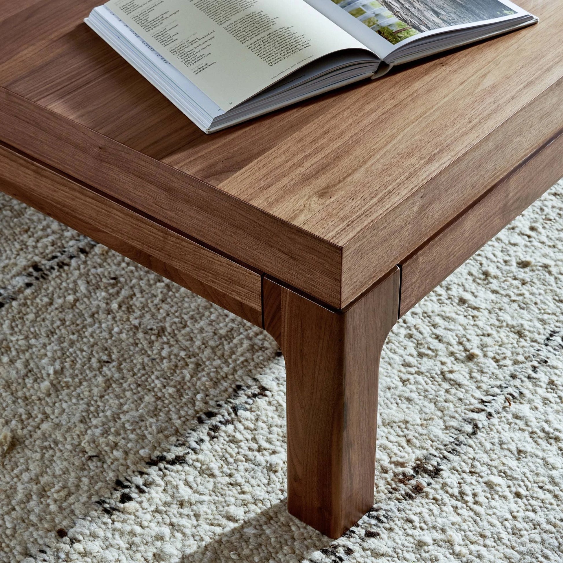 Arturo Coffee Table by Four Hands in natural walnut. Made from walnut veneer, solid walnut in a modern style.