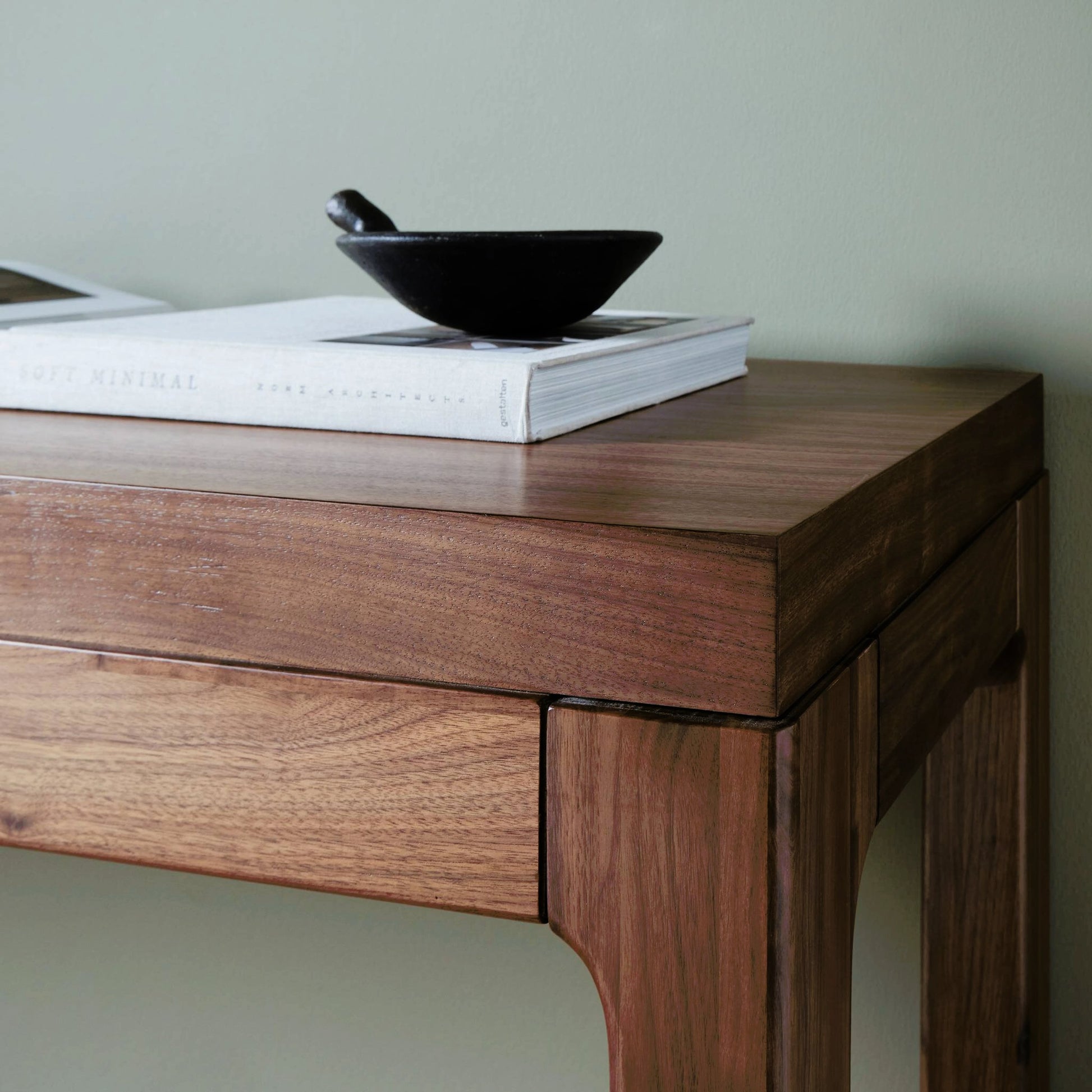 Arturo Console Table by Four Hands in natural walnut. Made from walnut veneer, solid walnut in a modern style.
