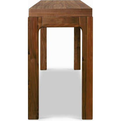 Arturo Console Table by Four Hands in natural walnut. Made from walnut veneer, solid walnut in a modern style.