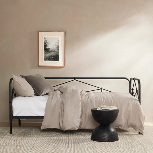 Casey Daybed by Four Hands in sandblasted vintage black, dark natural. Made from iron, solid acacia in a modern style.