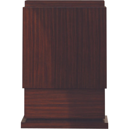 Wide Skyscraper Pedestal by Global Views in dark walnut, satin lacquer, zebra. Made from birch, mdf in a transitional style.