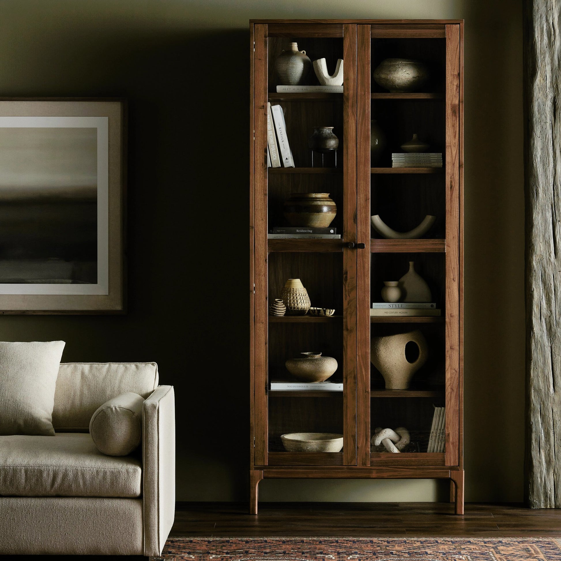 Arturo Cabinet by Four Hands in natural walnut. Made from walnut veneer, solid walnut in a modern style.