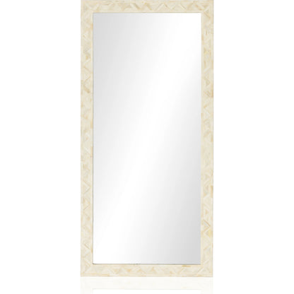 Loredo Floor Mirror by Four Hands in white bone. Made from iron, 100% bone, mirror in a modern style.