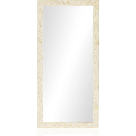 Loredo Floor Mirror by Four Hands in white bone. Made from iron, 100% bone, mirror in a modern style.